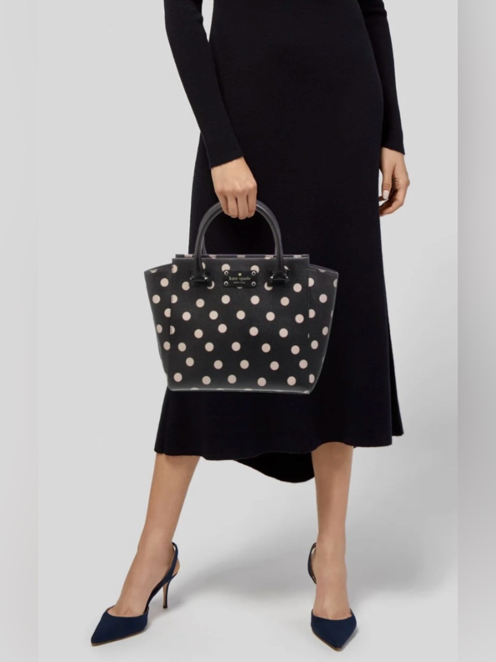 2 ITEM BUNDLE - Helmut Lang Skirt - Kate Spade Clutch Purse - Black Polkadot